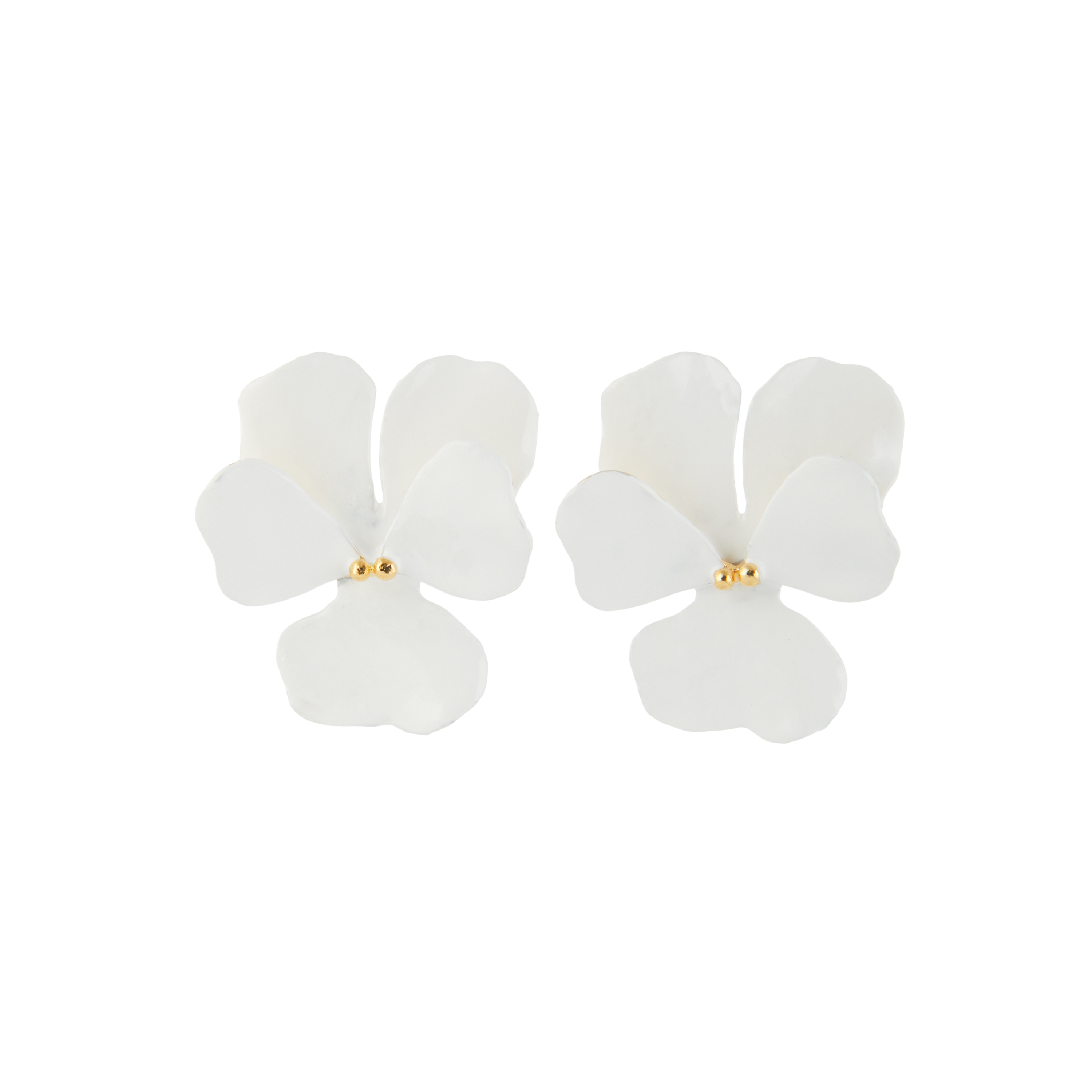 Luxury Designer Giulia White Petal Earrings by Christie Nicolaides