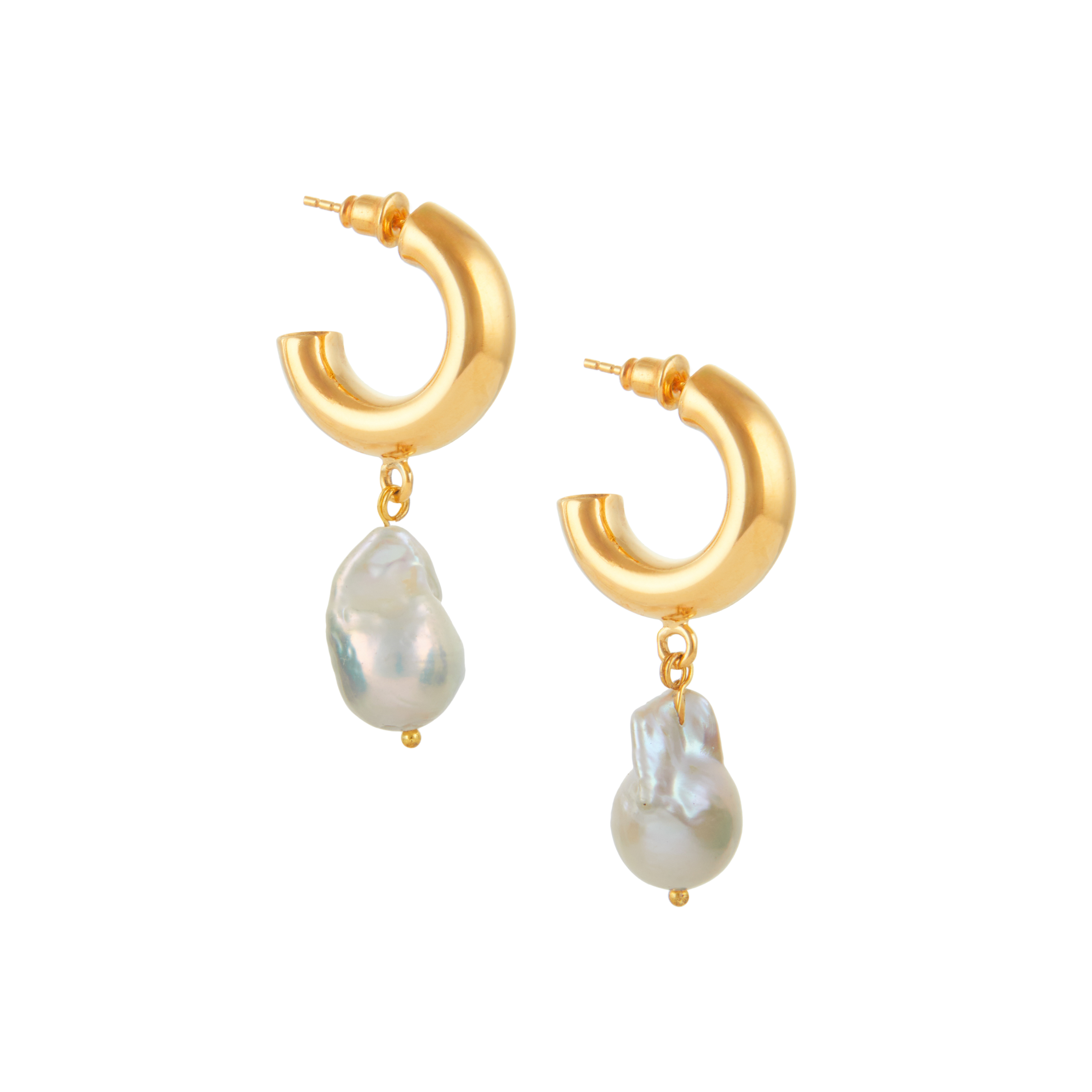 Luxury Designer Laia Pearl Gold Hoop Earrings by Christie Nicolaides