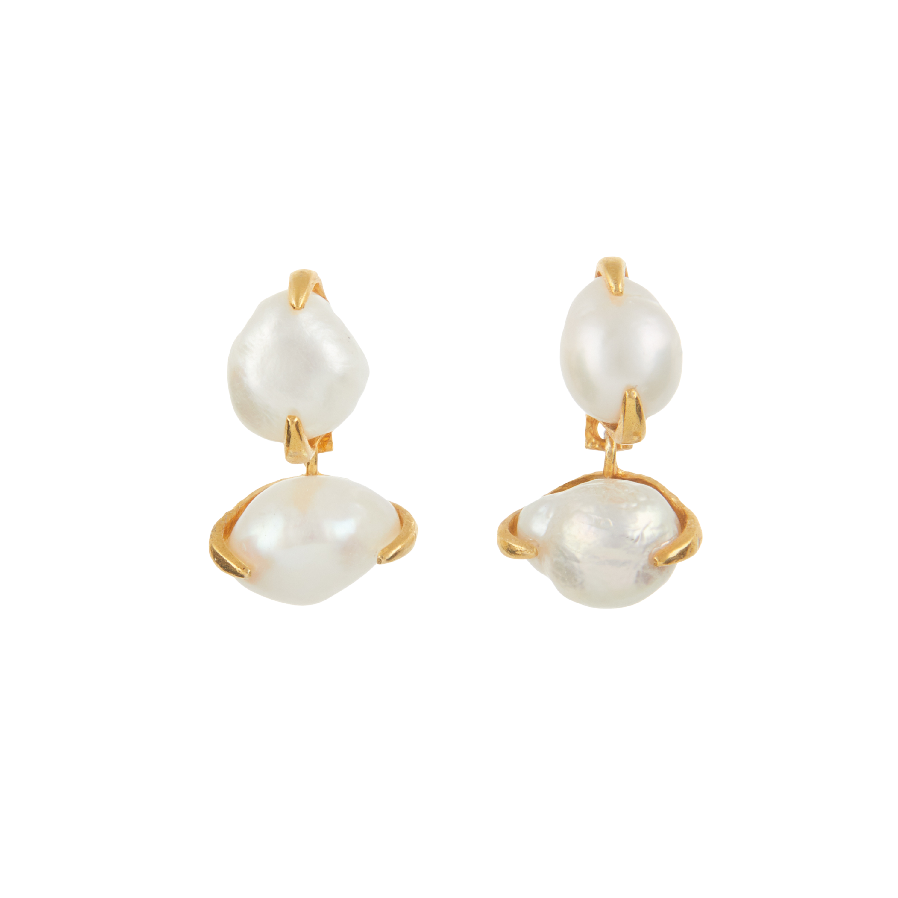 Luxury Designer Ophelia Pearl Gold Earrings by Christie Nicolaides