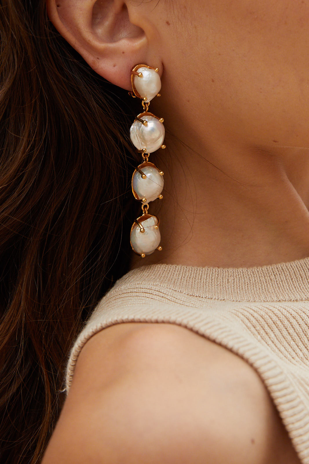 Sorella Earrings Gold & Pearl