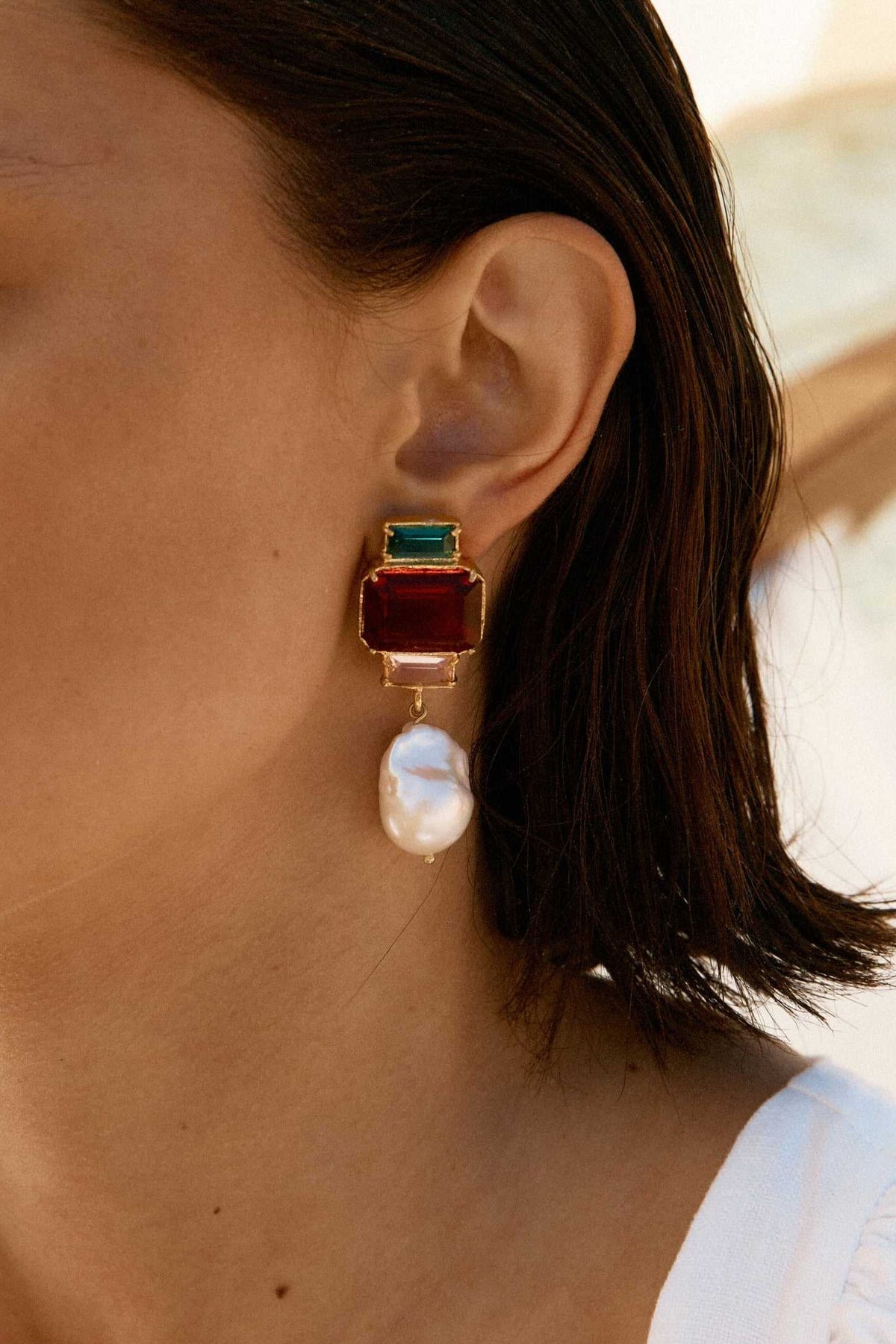 Designer Hot Pink Crystal Bambina Earrings by Christie Nicolaides