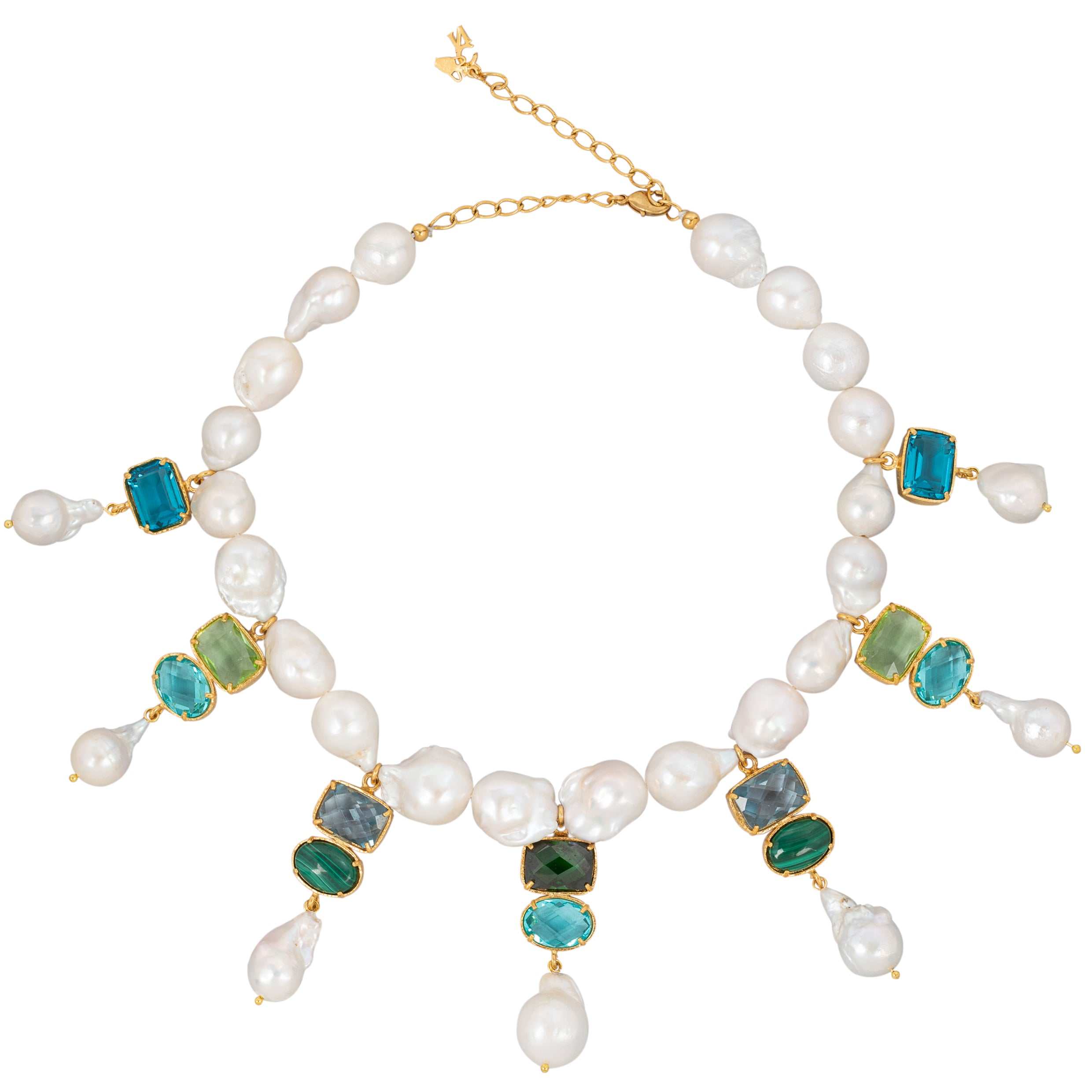 Luxury Designer Blue Pearl Ari Necklace by Christie Nicolaides