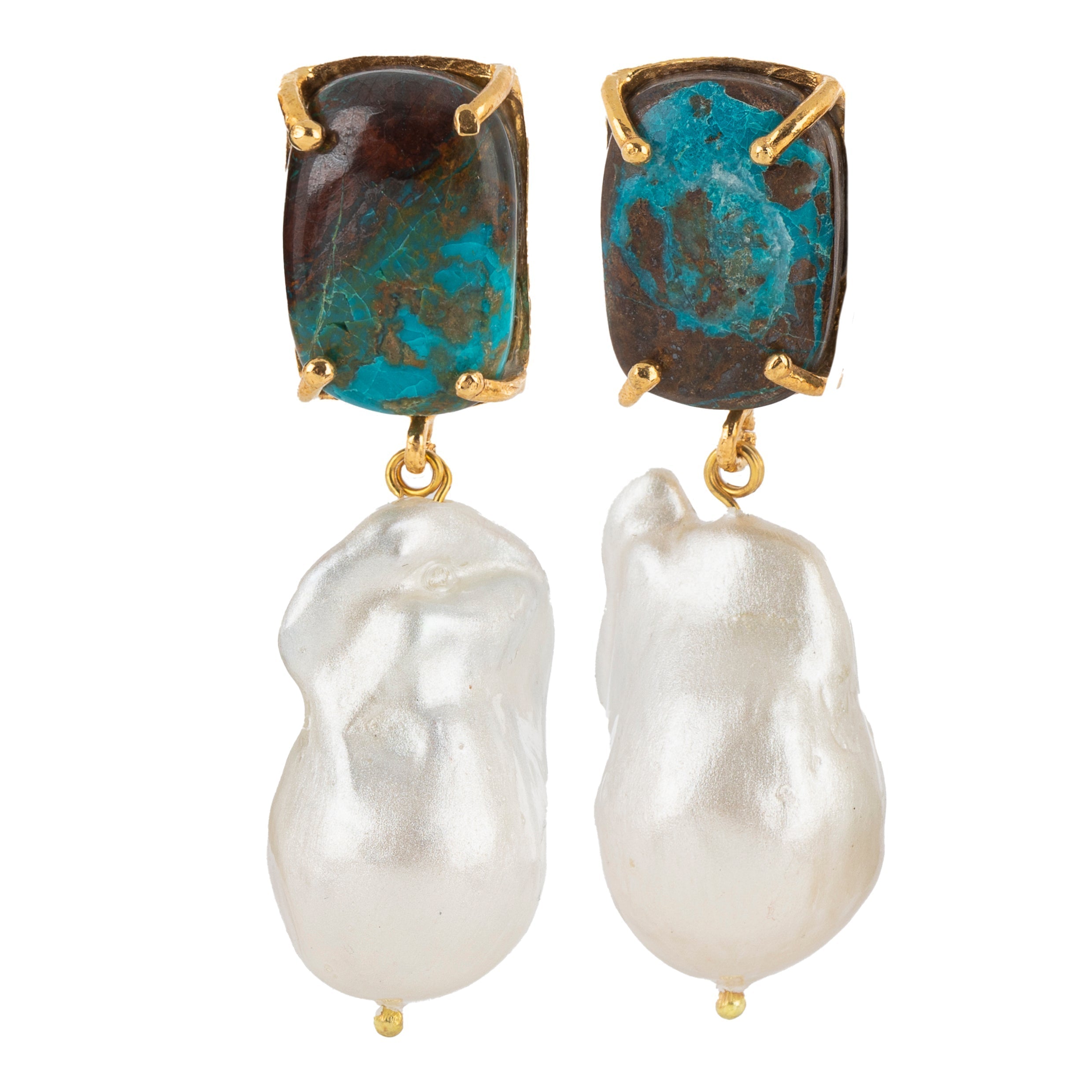 Designer Pearl Turquoise Piccola Earrings by Christie Nicolaides