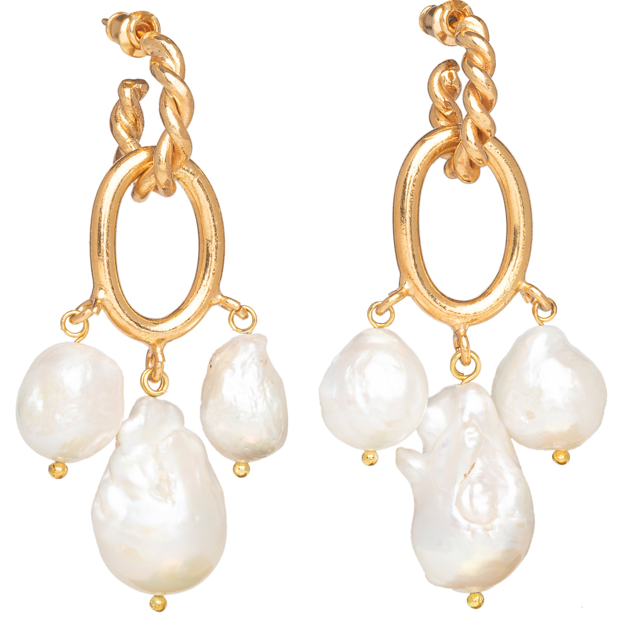 Ivy Earrings Gold & Pearl