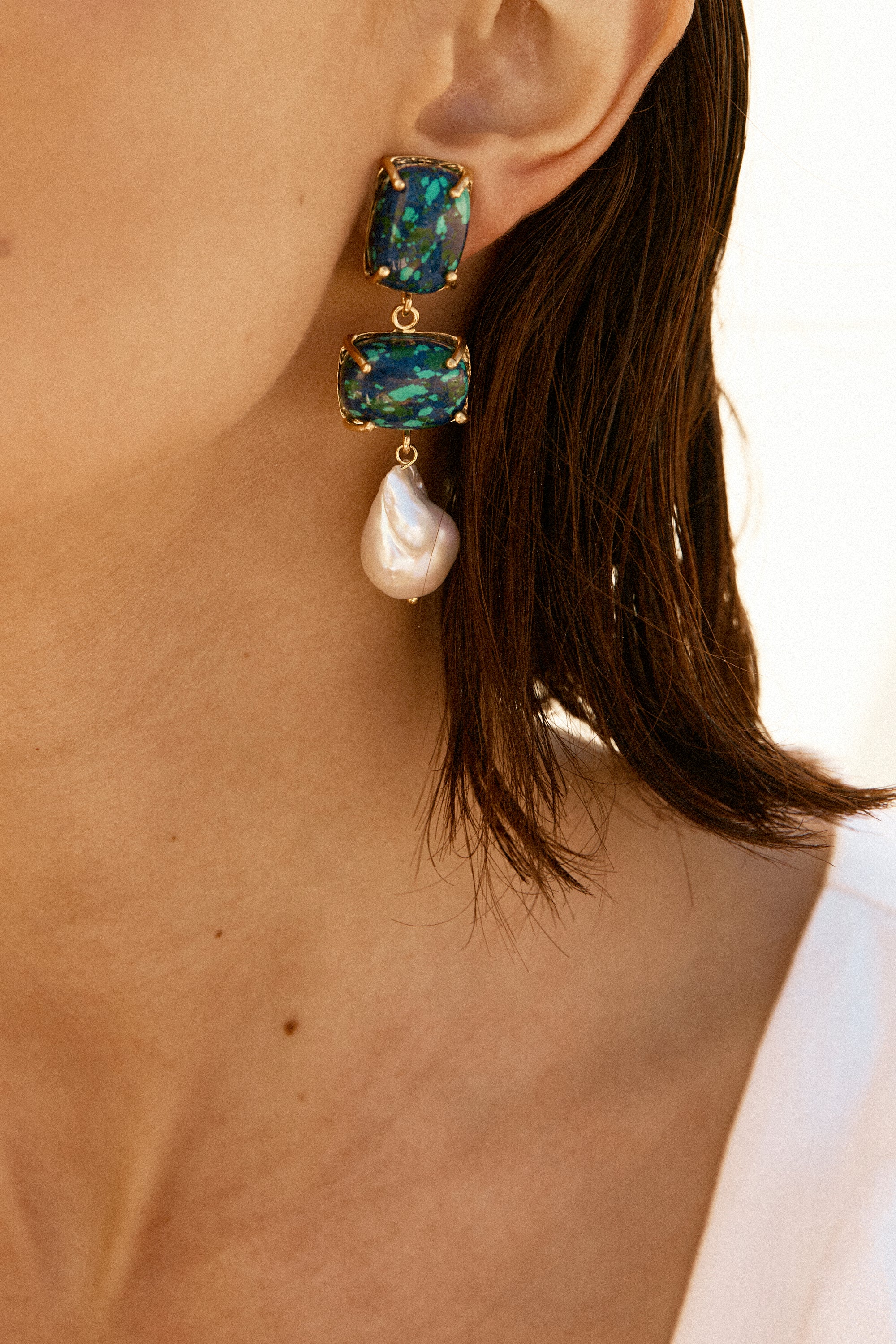 Loren Earrings Green & Blue