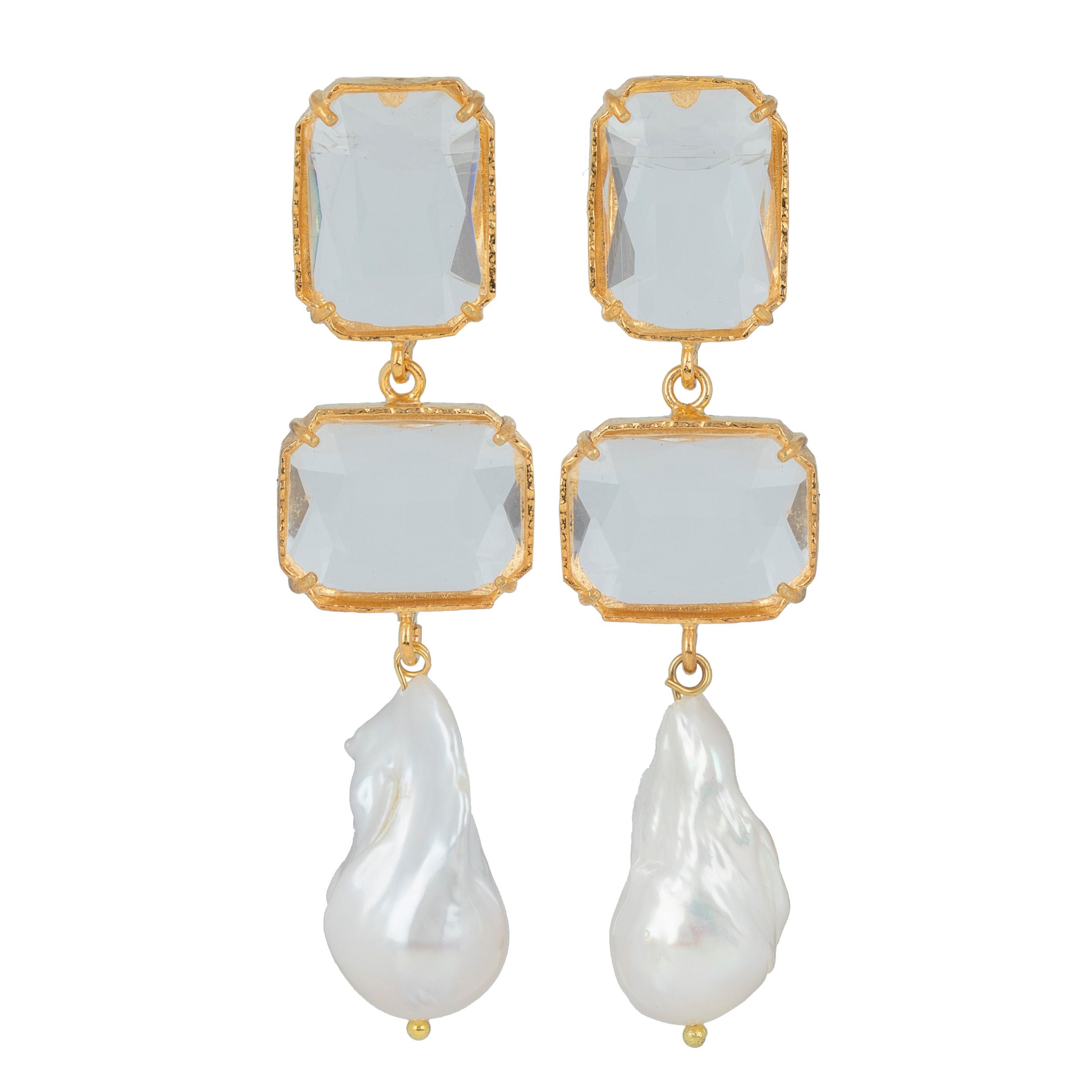Luxury Designer Pearl Daphne Clear Earrings by Christie Nicolaides