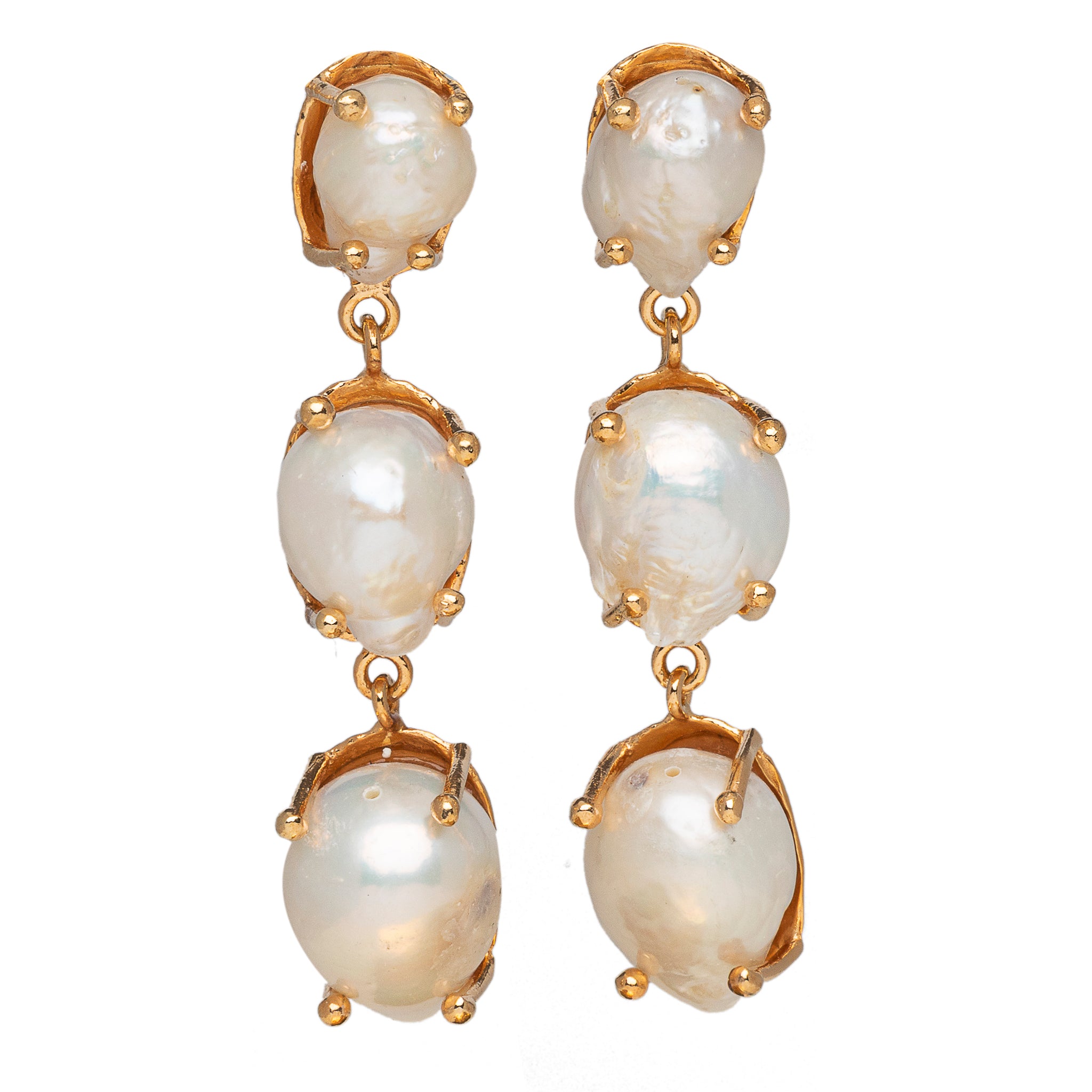 Sandrine Earrings Gold & Pearl