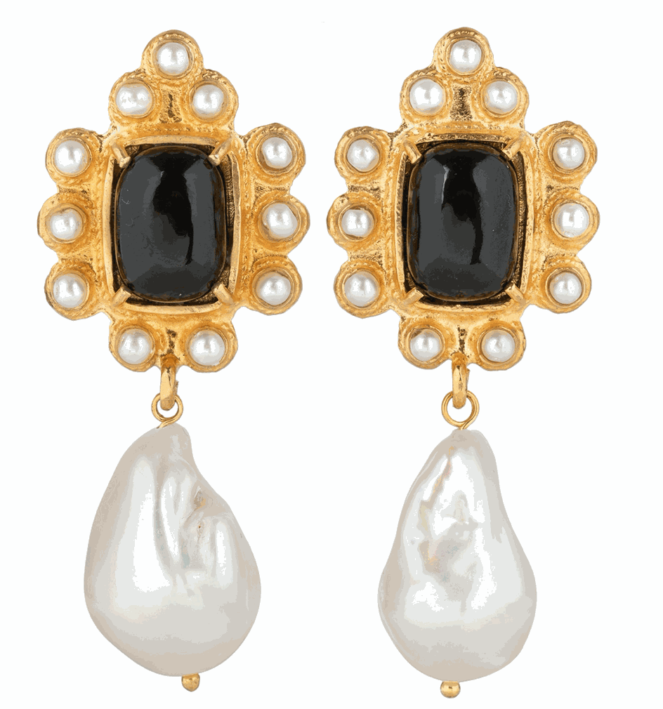 Designer Luxury Amalita Black Bridal Earrings by Christie Nicolaides