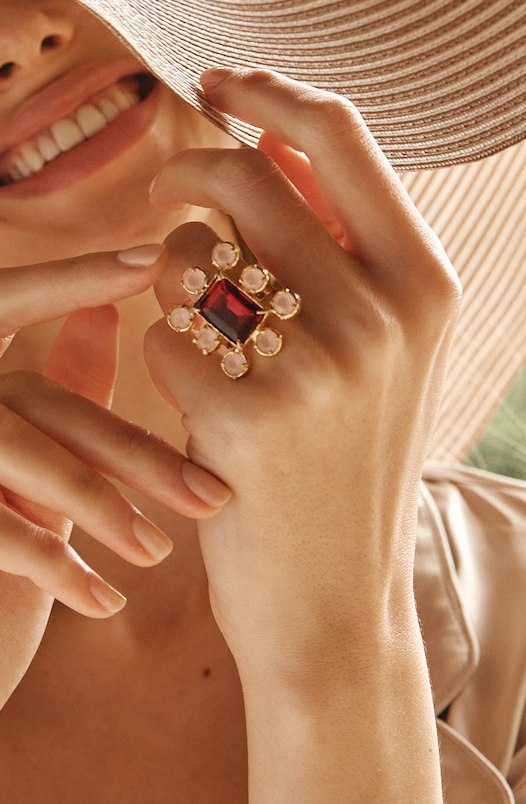 Gold Ride Neon Pink Enamel Ring | Fine Jewelry | Adornmonde