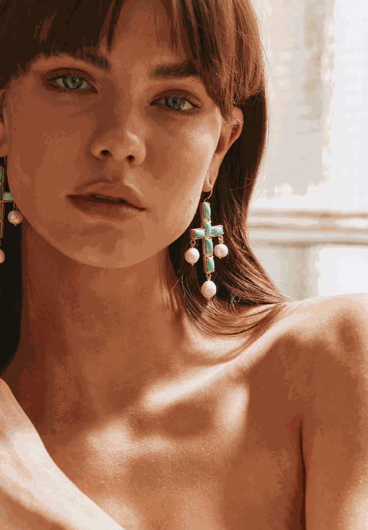 Luxury Designer Stefania Turquoise Earrings by Christie Nicolaides