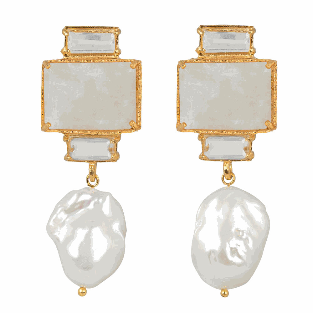 Luxury Designer Bambina White Bridal Pearl Earrings by Christie Nicolaides