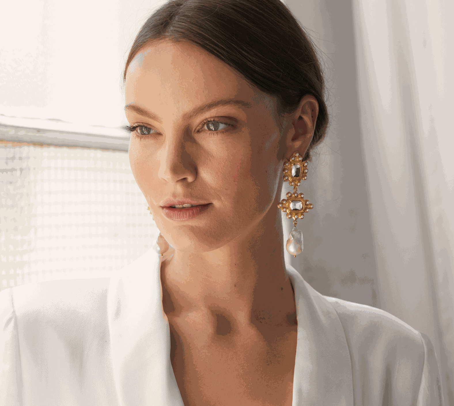 Luxury Designer Graciela Clear Bridal Earrings by Christie Nicolaides