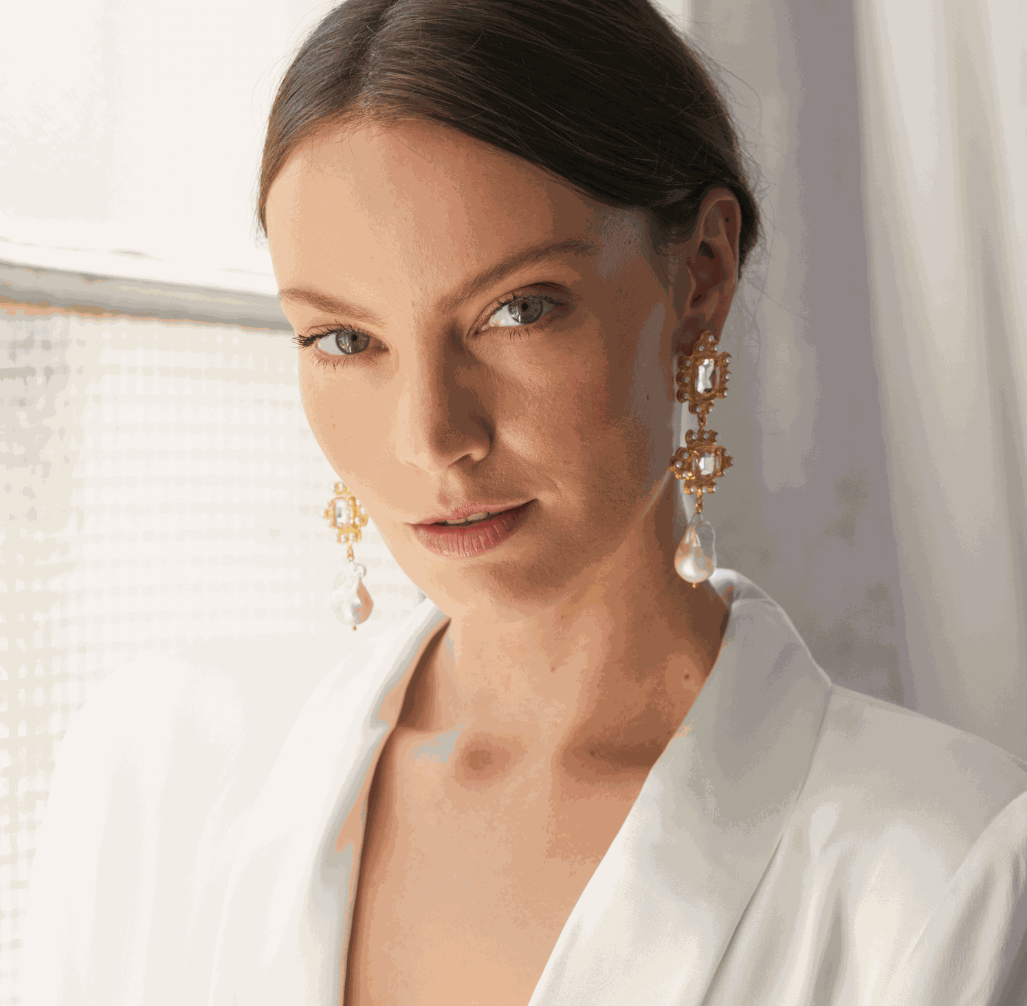 Luxury Designer Graciela Clear Bridal Earrings by Christie Nicolaides