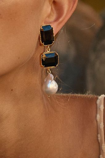 Luxury Designer Pearl Daphne Earrings Black by Christie Nicolaides