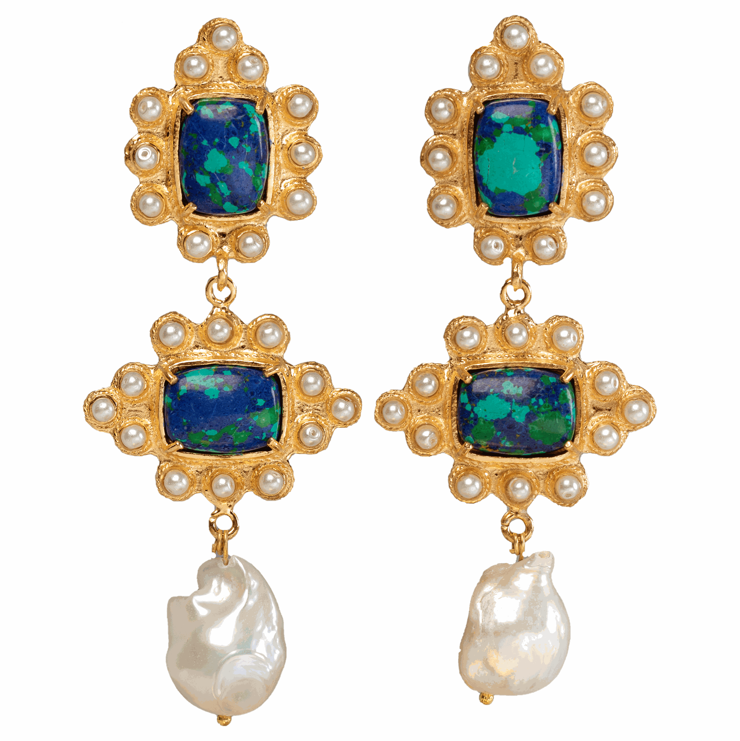 Luxury Designer Graciela Green & Blue Bridal Earrings by Christie Nicolaides