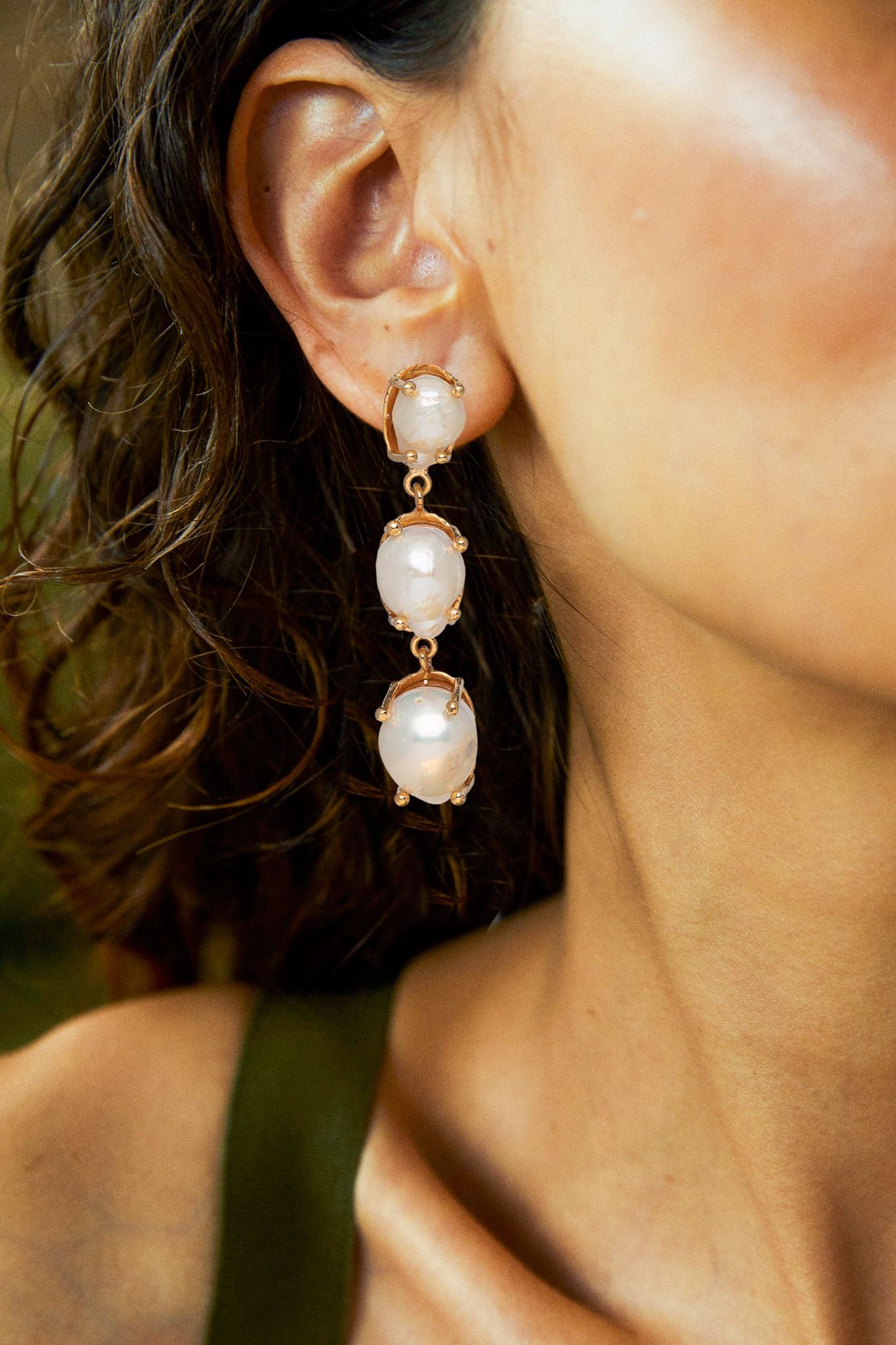 Sandrine Earrings Gold & Pearl